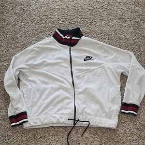 Nike White Zip-Up Terry Jacket with Blue and Red Accents